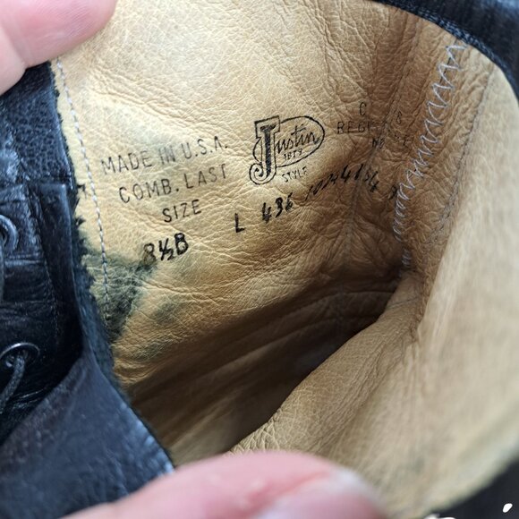 Justin Black Leather Kiltie Paddock Western Riding Boots Size 8.5 Cowboy Womens - Picture 10 of 13